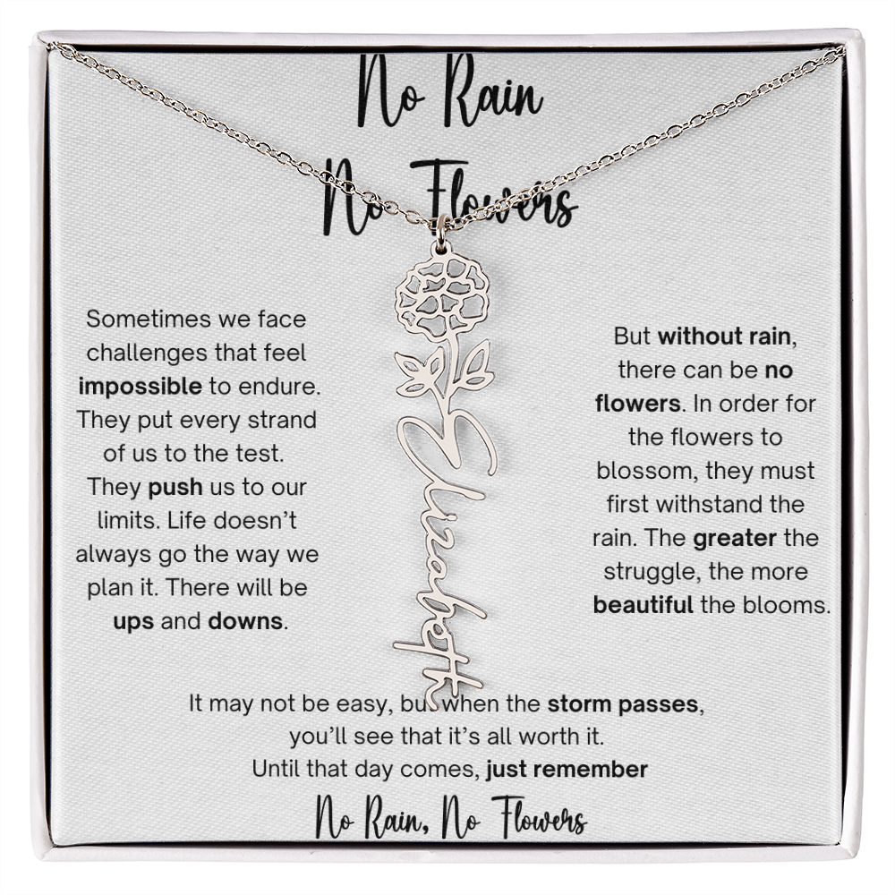No Rain No Flowers 1 - Flower Name Necklace