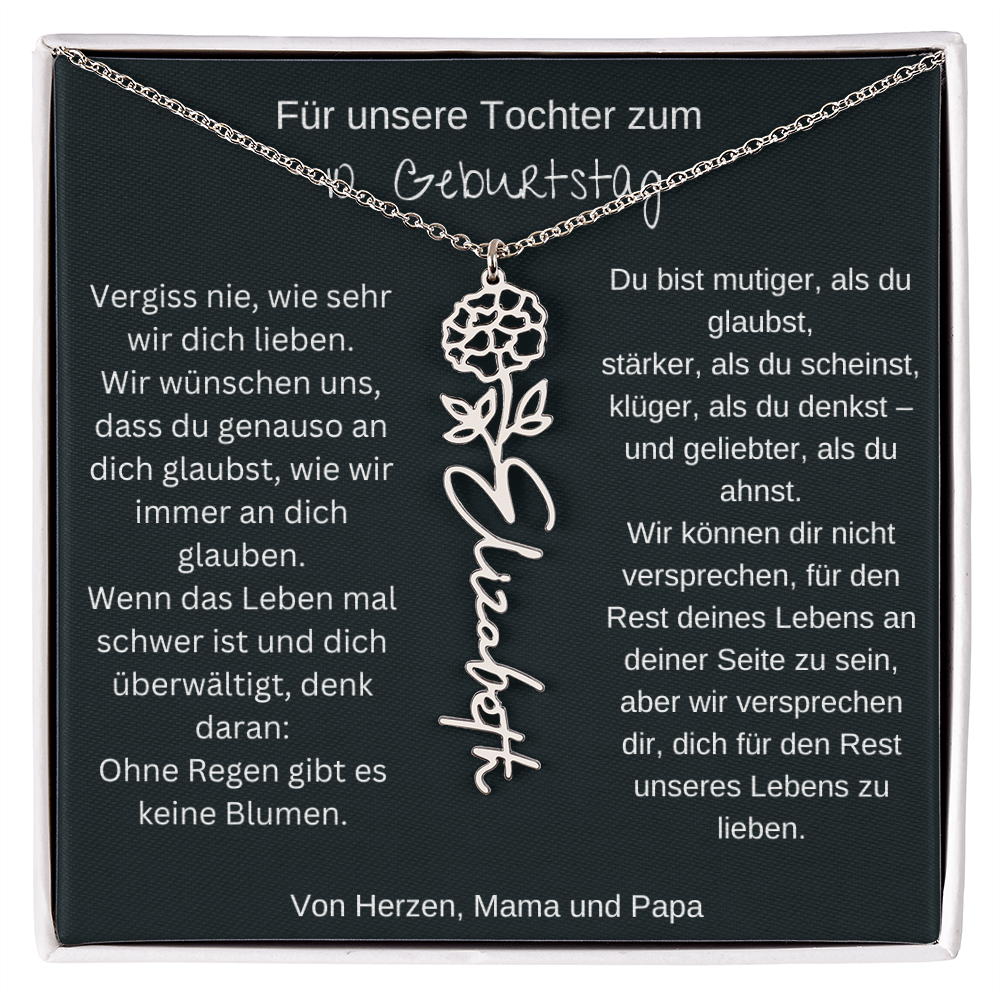 Geschenk zum 10. Geburtstag Tochter Geburtsblumen Namenskette