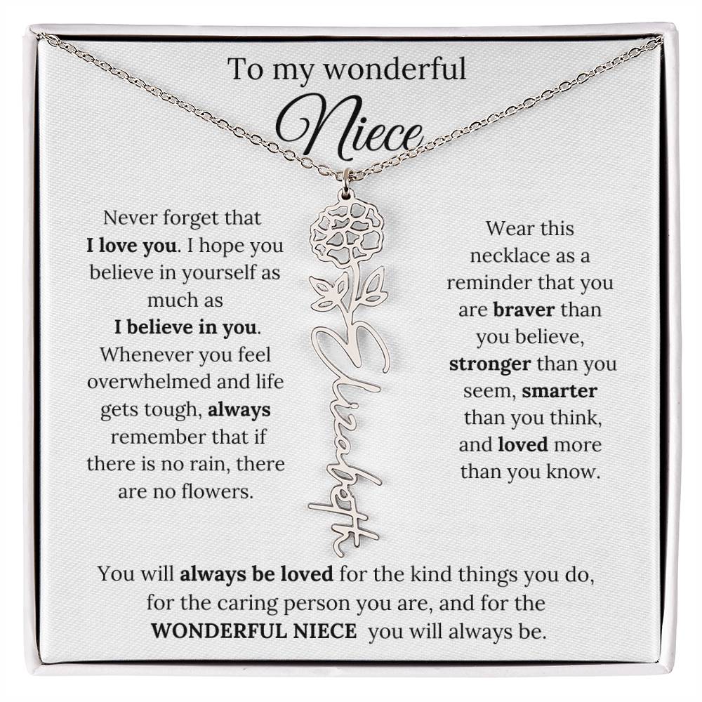 To My  Niece Birthmonth Flower Necklace 1