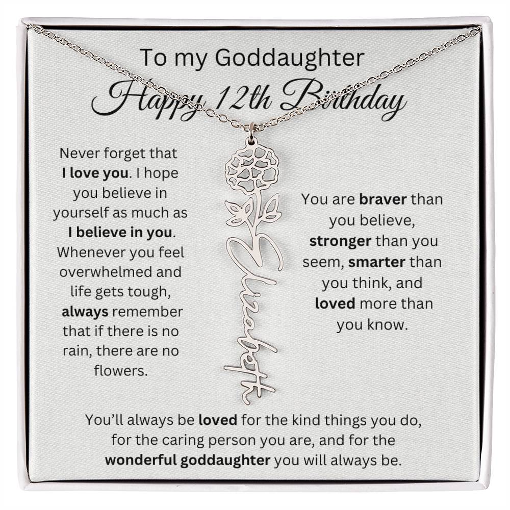 To My Goddaughter Happy 12th Birthday - Flower Name Necklace
