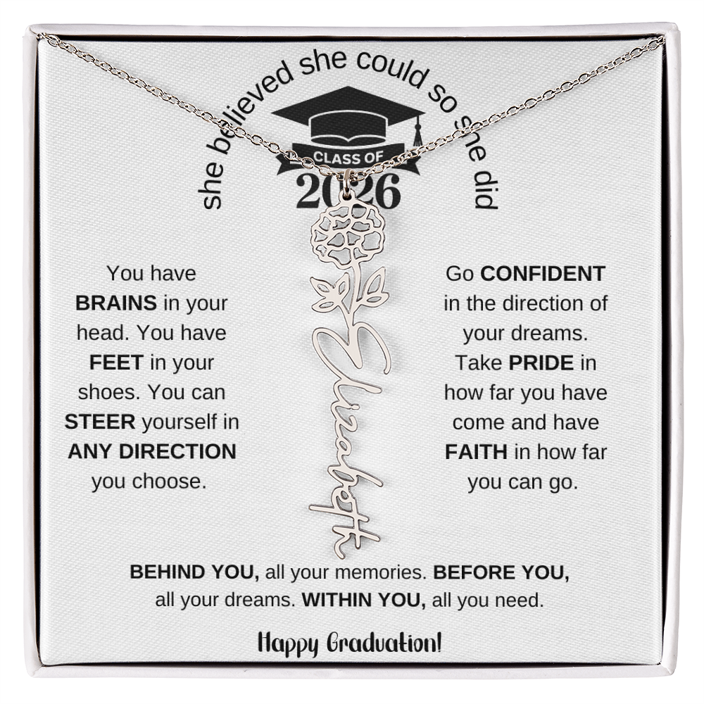 Graduation Gift Birth Month Flower Necklace