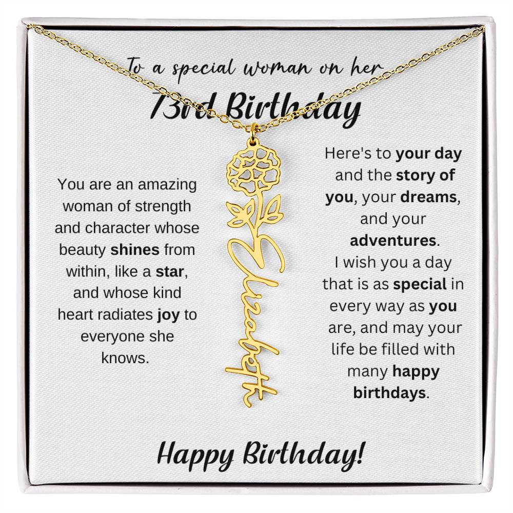 73rd Birthday Gift Birthflower Necklace
