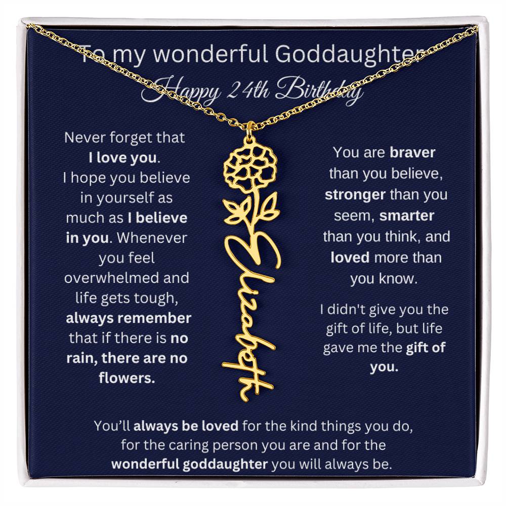 Goddaughter 24th Birthday Gift | Flower Name Necklace