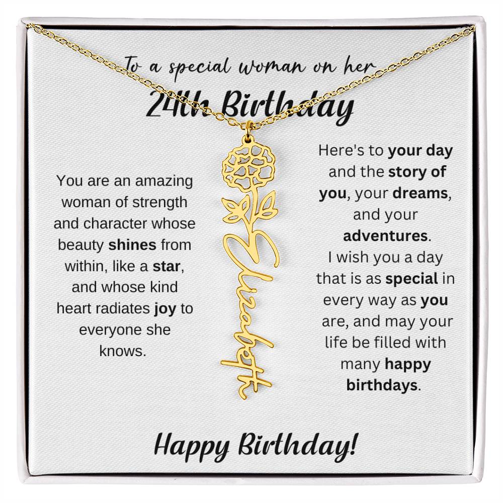 24th Birthday Gift Birthflower Necklace