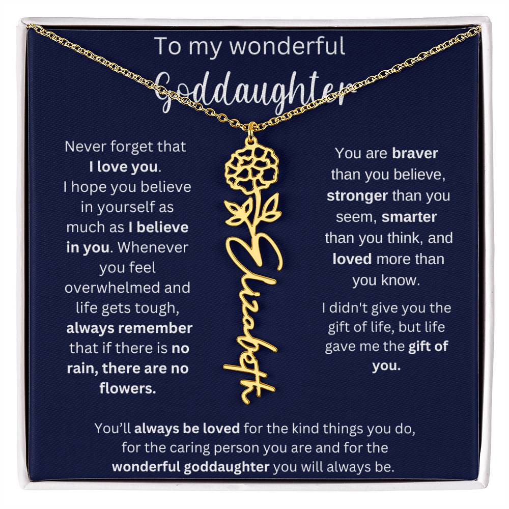 To My Wonderful Goddaughter | You'll Always Be Loved | Flower Name Necklace