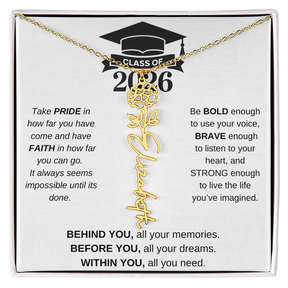 2026 Graduation Jewelry Birthmonth Flower Name Necklace