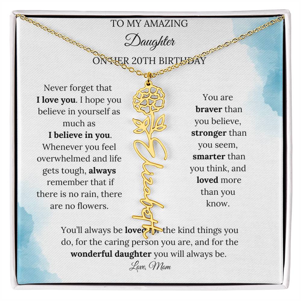 Birth Month Flower Name Necklace for My Daughter's 20th Birthday