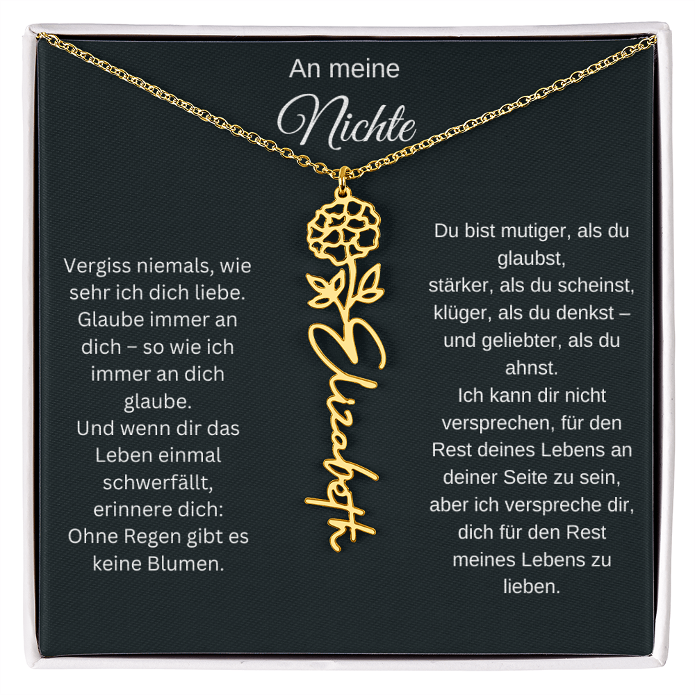An meine Nichte Geburtsblume Namenskette mit Gravur Geschenk Geburtstag Weihnachten