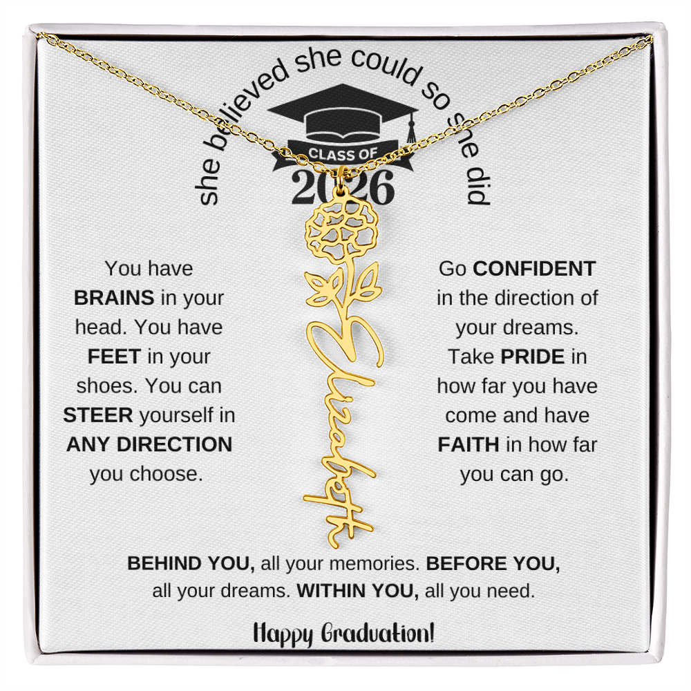 Graduation Gift Birth Month Flower Necklace