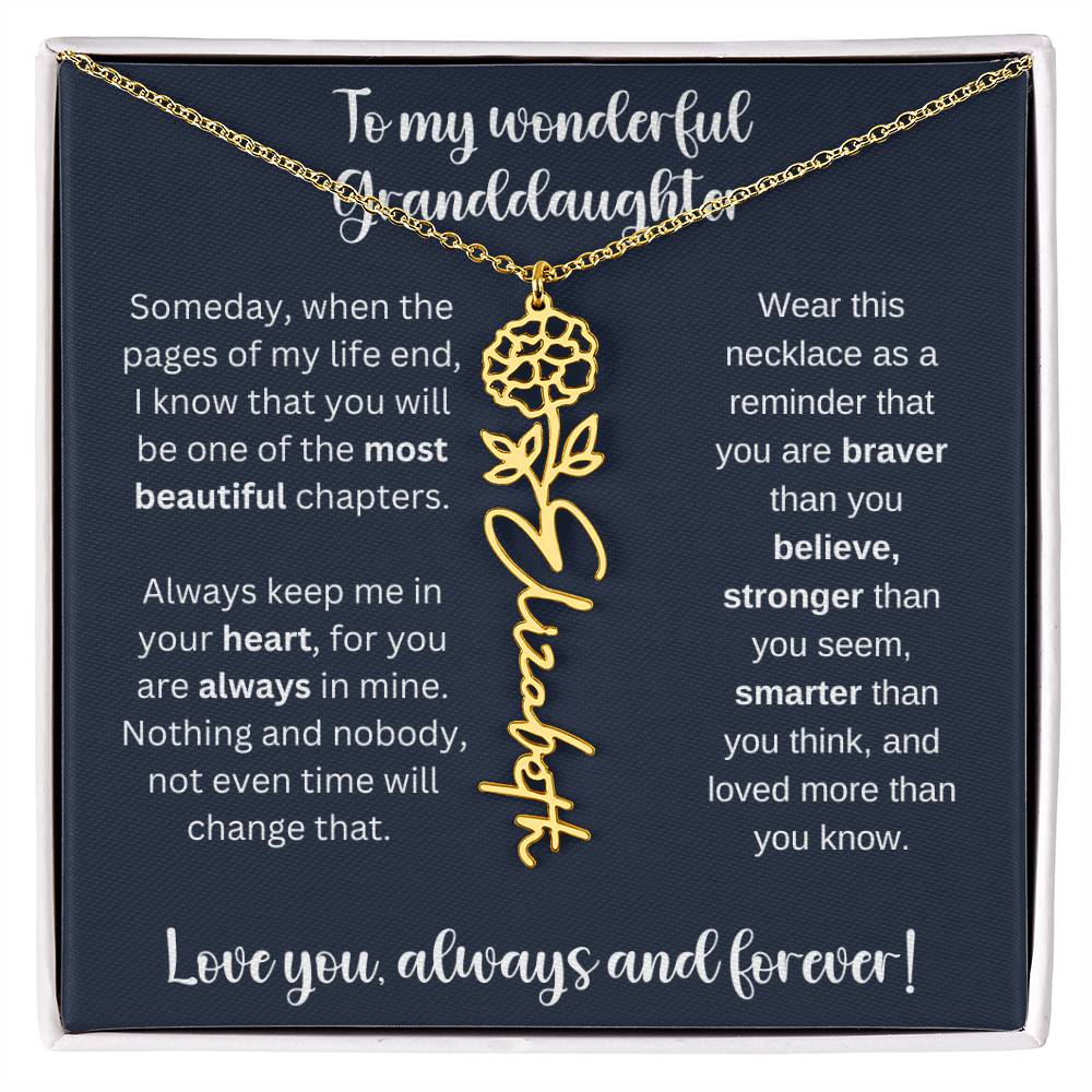 Granddaughter Birth Month Flower Necklace