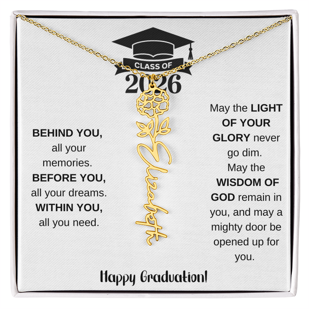 Class Of 2026 Personalized Graduation Gift Birth Month Flower Necklace