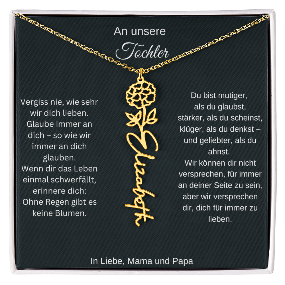 Geburtsblume Namenskette Tochter personalisierte Gravur Kette Geschenk