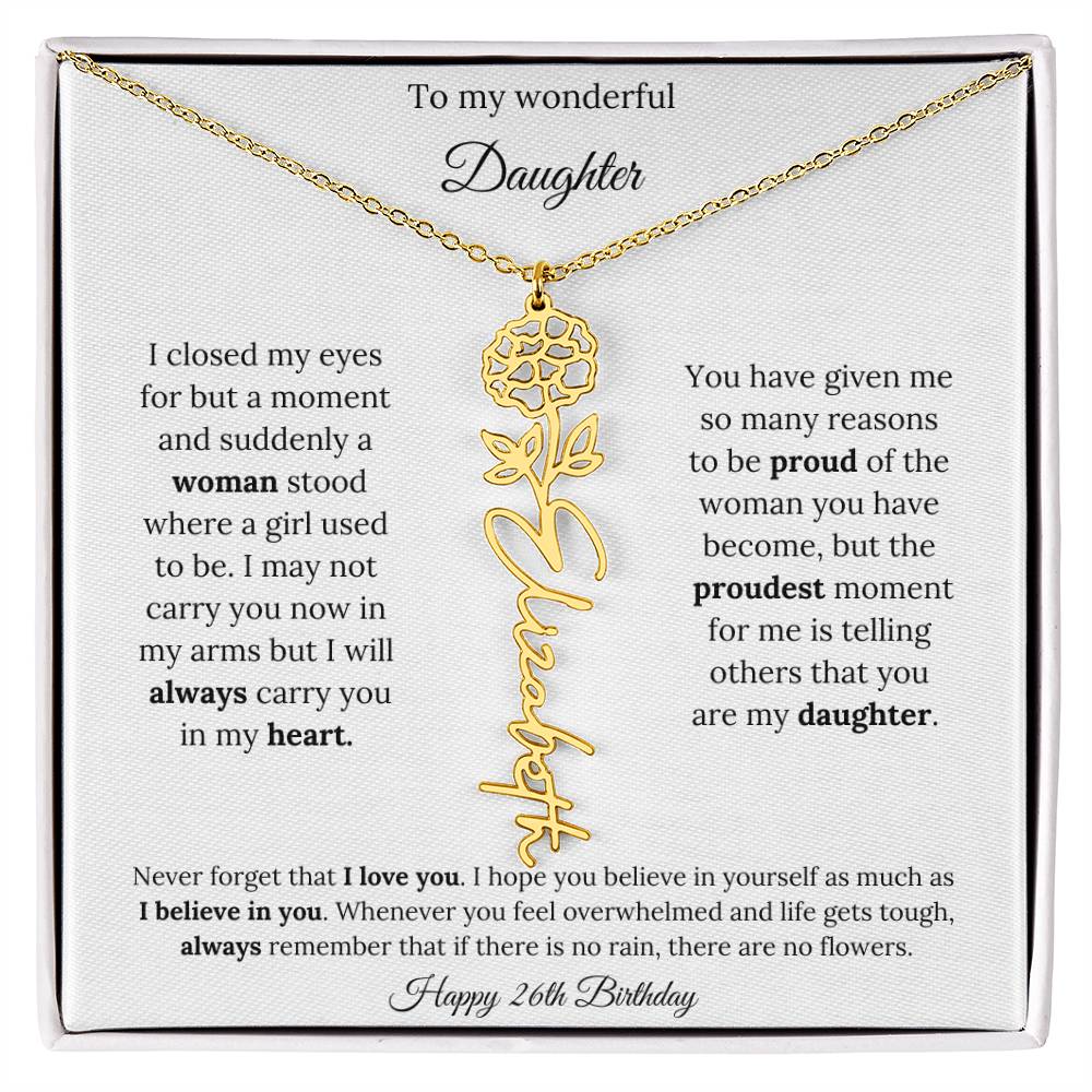 Happy 26th Birthday | Never Forget That I Love You | Flower Name Necklace