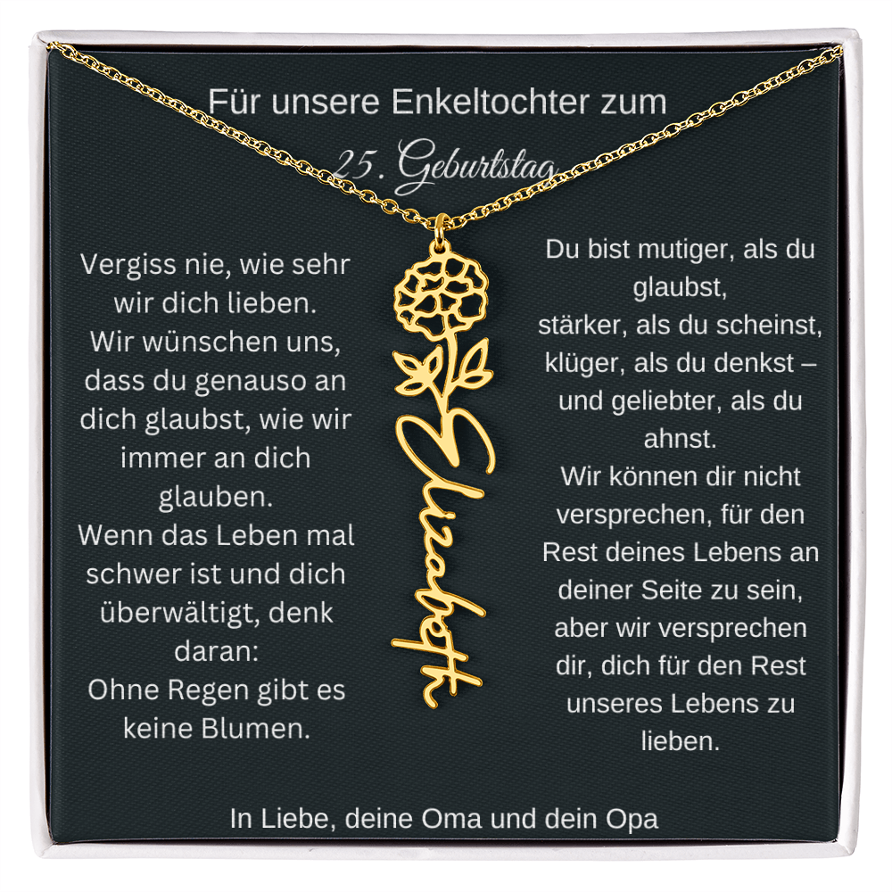 25. Geburtstag Blumen Namenskette