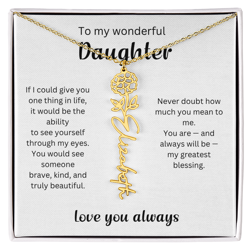Emotional Gift for Daughter - Birth Flower Name Necklace 3