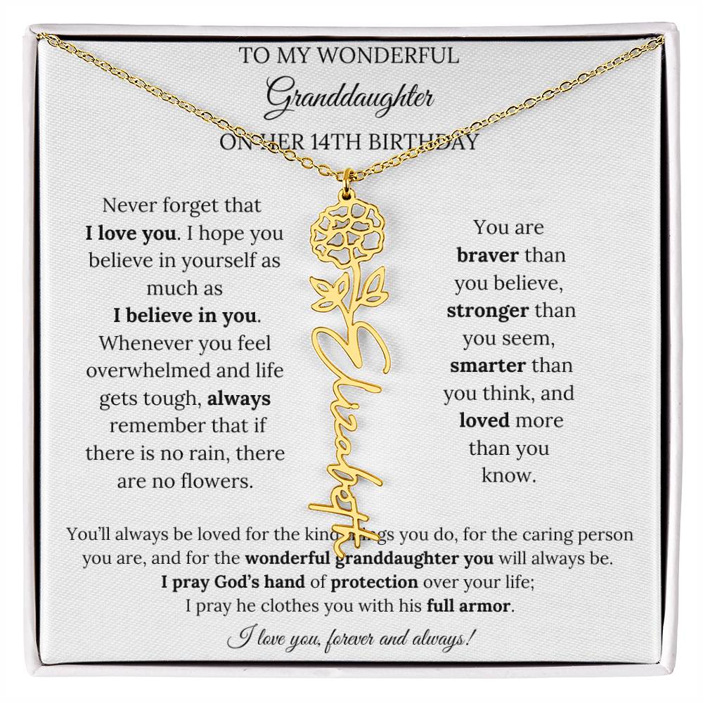 To My Wonderful Granddaughter On Her 14th Birthday - I Love You Forever & Always