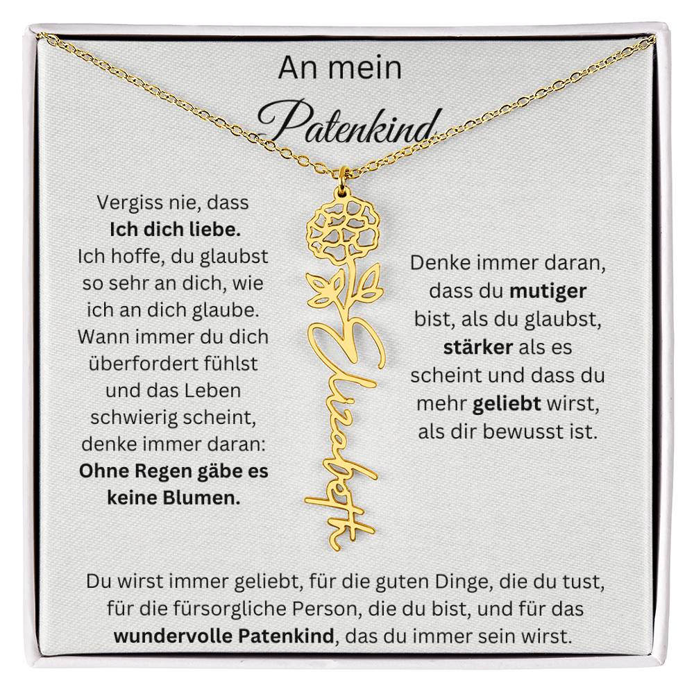 An Mein Patenkind Geburtsblumen Kette