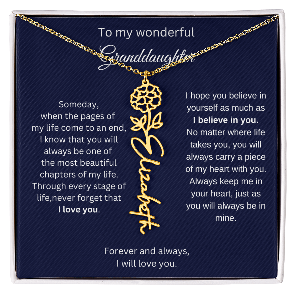 Meaningful Jewelry for Granddaughter - Birth Flower Name Necklace