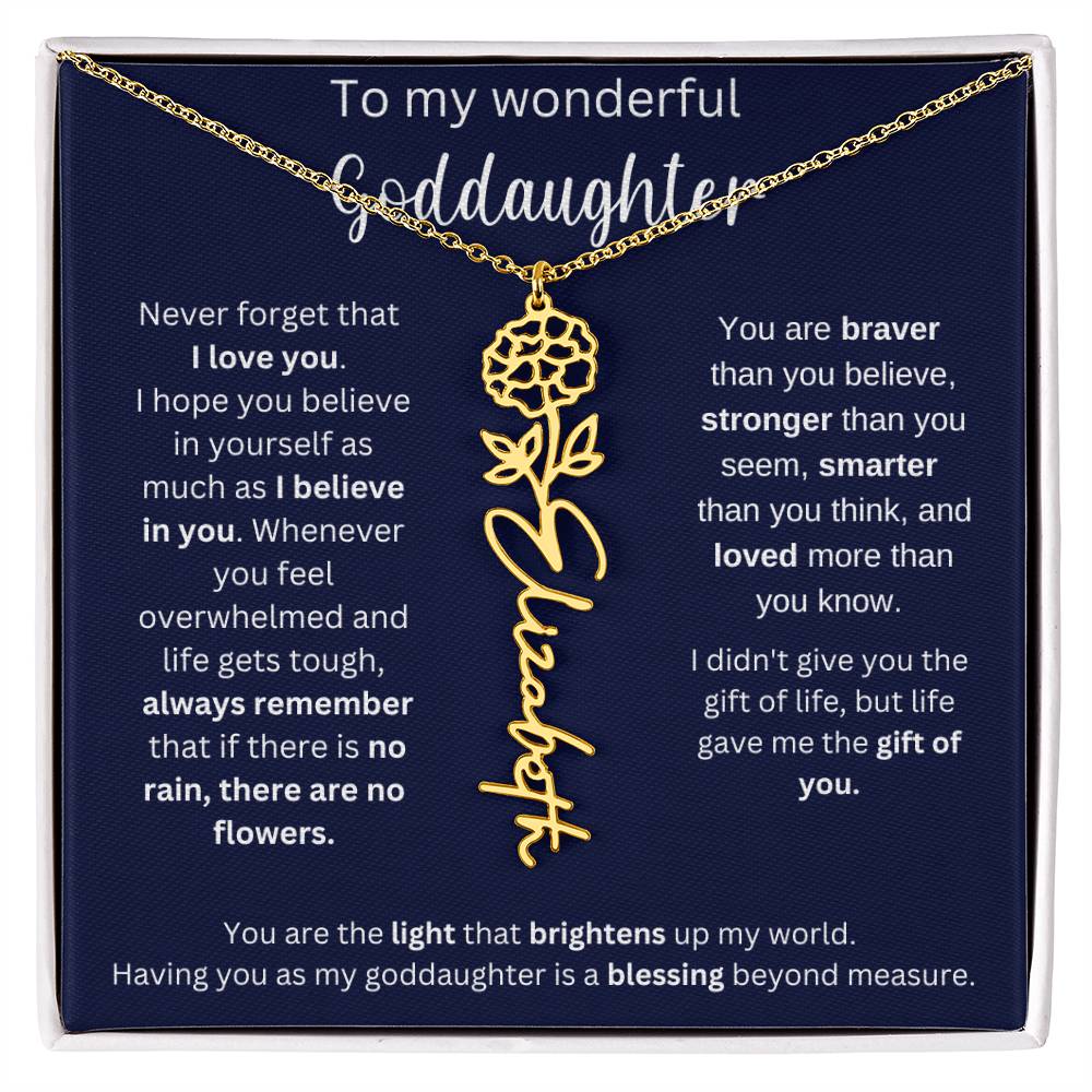 To My Wonderful Goddaughter | I Believe In You | Flower Name Necklace