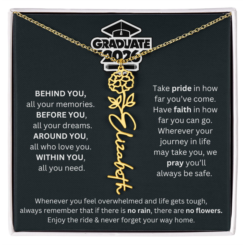 2026 Graduation Gift | Birth Flower Name Necklace 1
