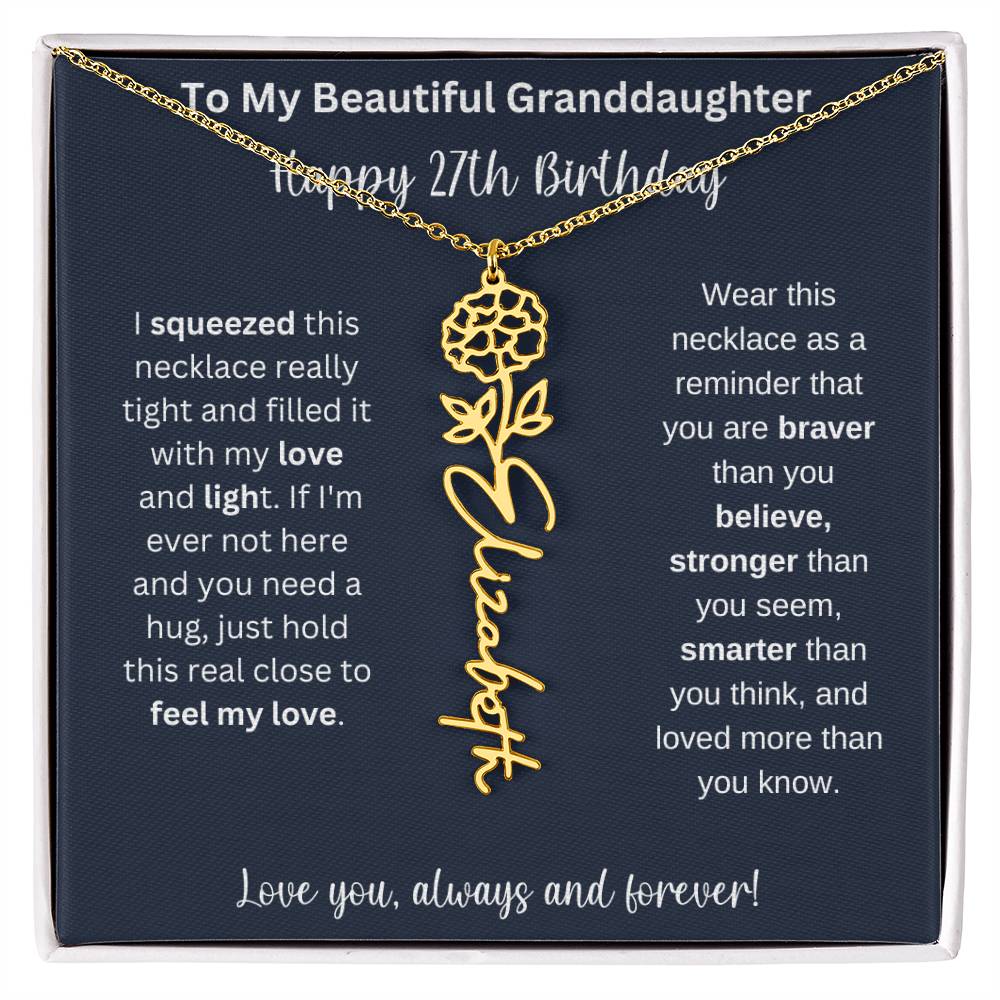Flower Name Necklace 27th Birthday Necklace Gift To My Granddaughter