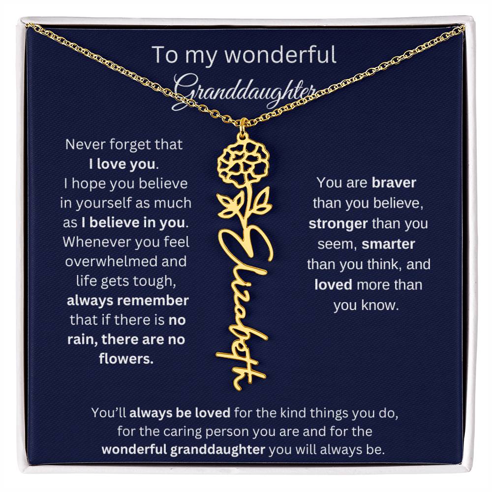 To My Wonderful Granddaughter  Personalized Birth Month Flower Necklace 1