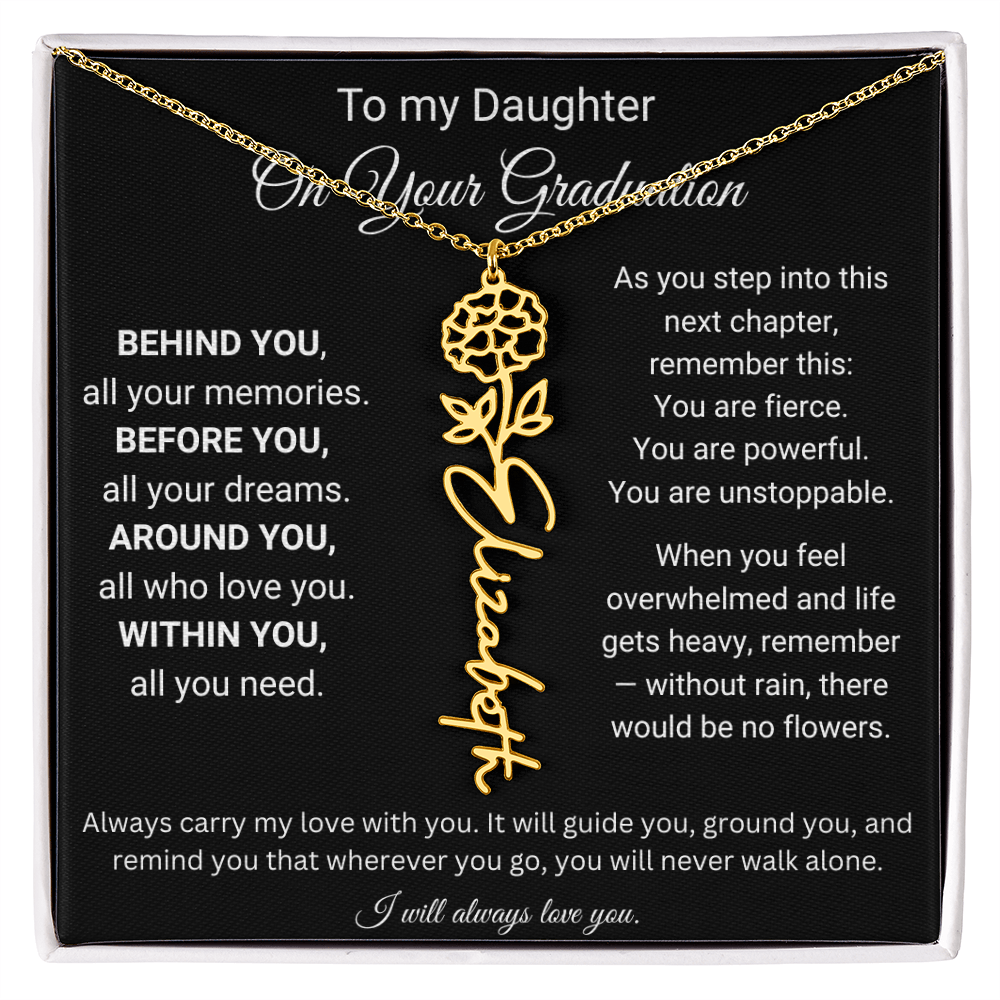 To My Daughter On Your Graduation | Carry My Love | Flower Name Necklace
