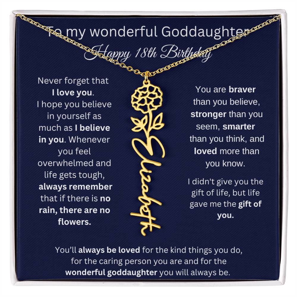 Goddaughter 18th Birthday Gift | Flower Name Necklace