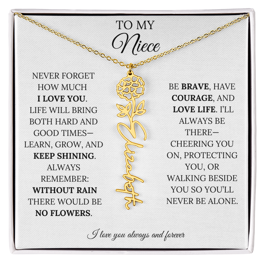To My Niece | Keep Shining | Flower Name Necklace