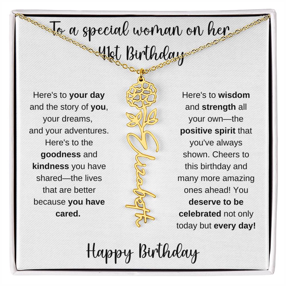 41st Birthday - Flower Name Necklace