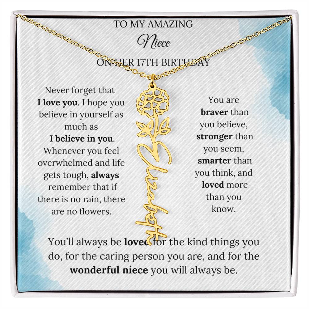 Birth Month Flower Name Necklace for My Niece's 17th Birthday