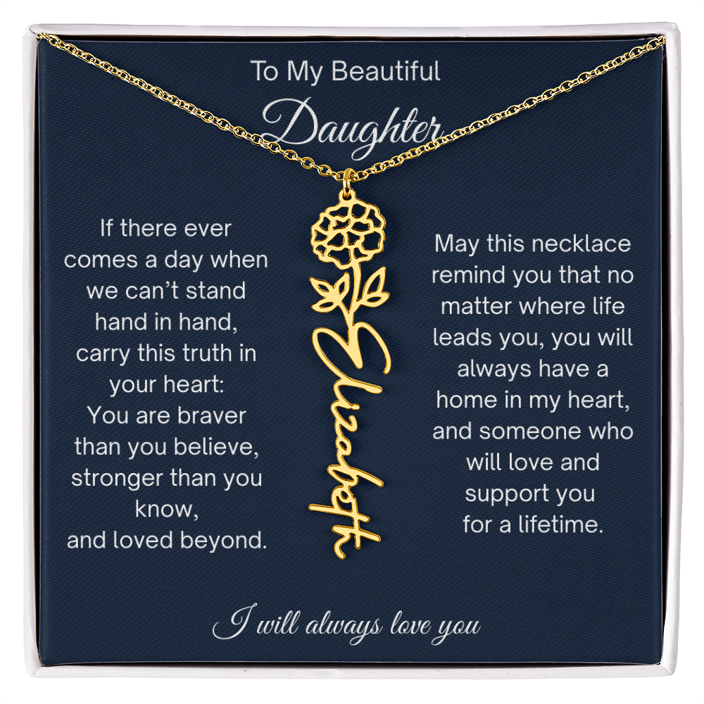 Daughter Gift Personalized Birth Flower Name Necklace