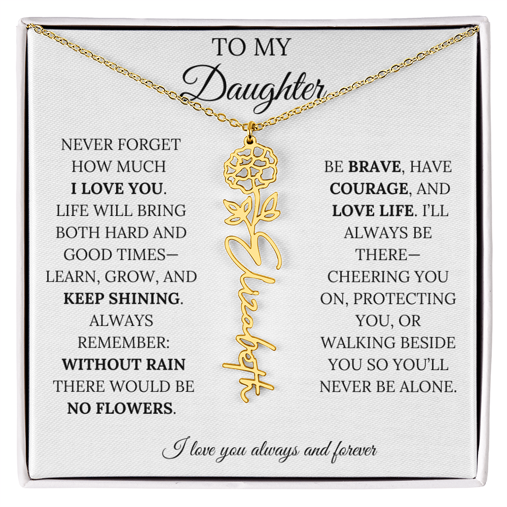 Personalized Birth Flower Name Necklace for Daughter