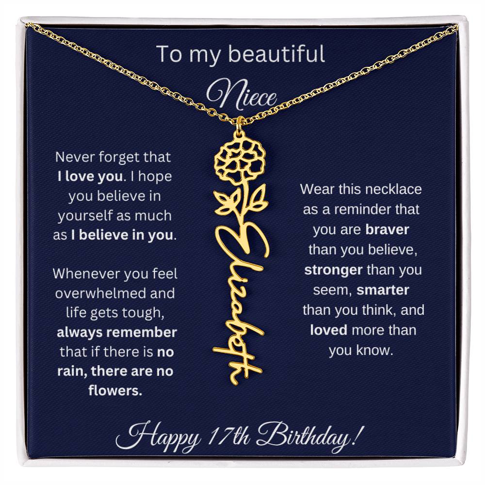 Niece 17th Birthday | Never Forget That I Love You | Birth Flower Name Necklace