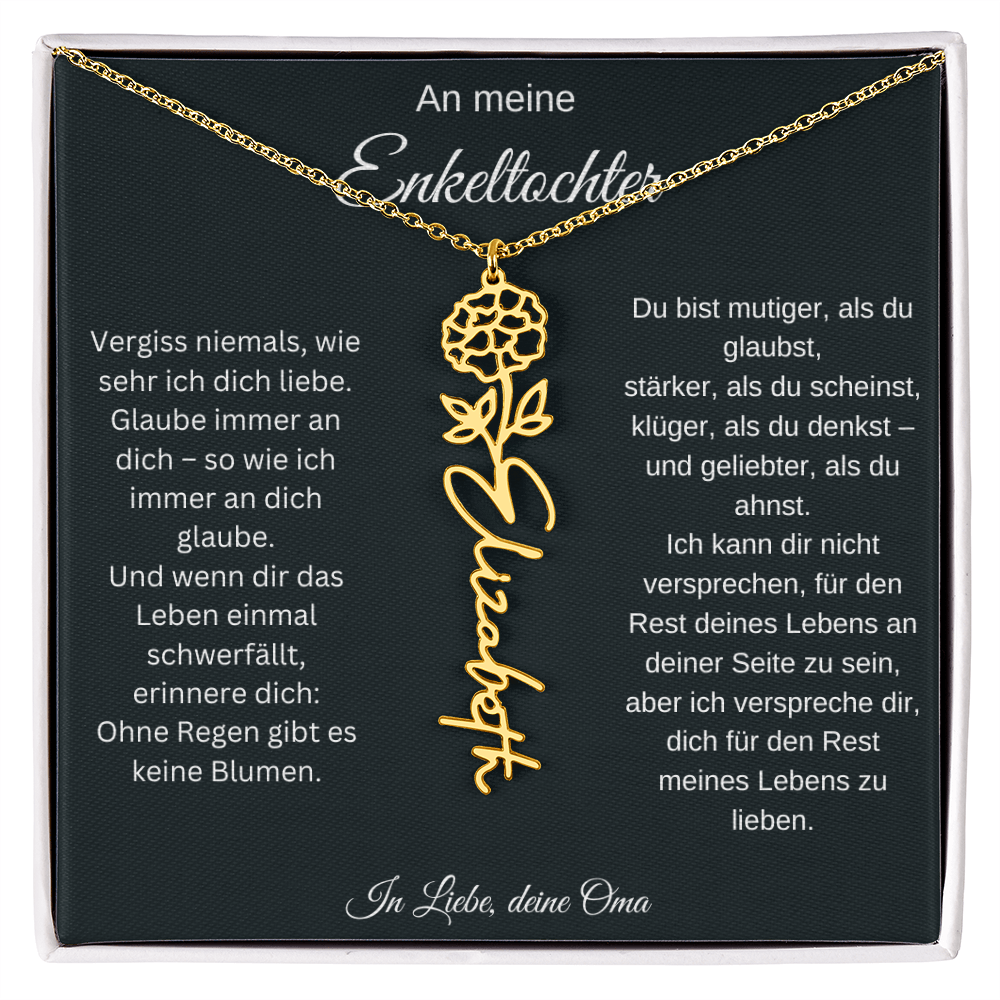 An meine Enkeltochter Geburtsblume Namenskette personalisierte Gravur Schmuck Geschenk