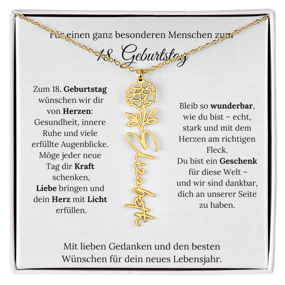 Personalisiertes 18. Geburtstagsgeschenk mit Geburtsblume