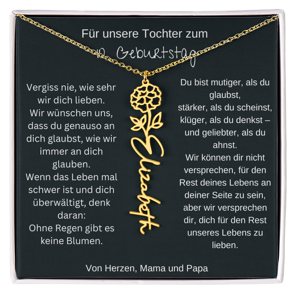 Geschenk zum 10. Geburtstag Tochter Geburtsblumen Namenskette