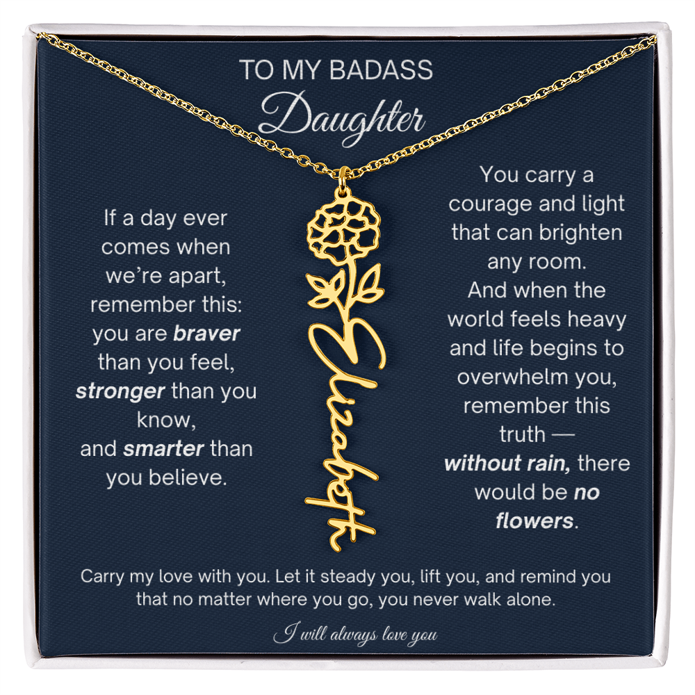 Daughter Encouragement Gift - Personalized Flower Name Necklace