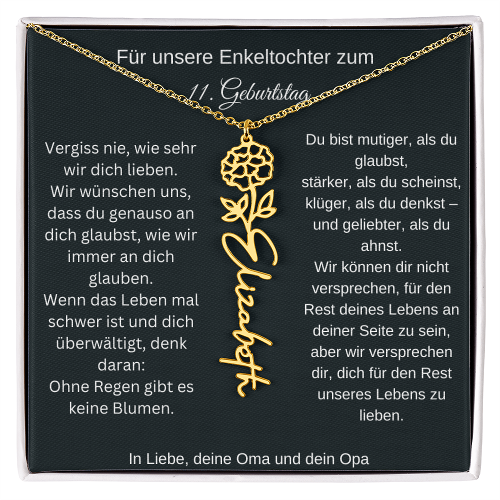 11. Geburtstag Blumen Namenskette