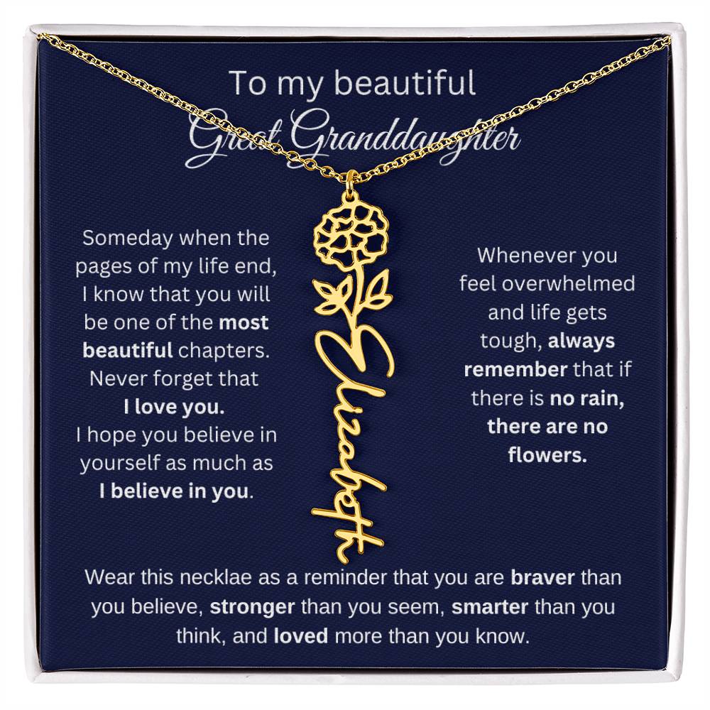 To My Beautiful Great Goddaughter Flower Necklace 2