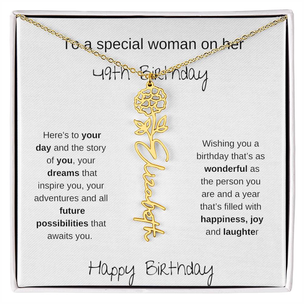 A Special Woman 49th Birthday | Flower Name Necklace