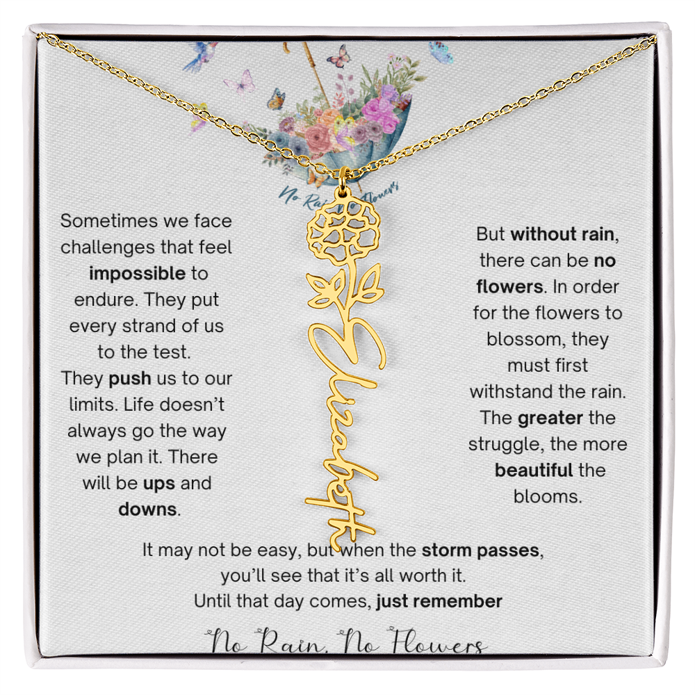 No Rain No Flowers 3 - Flower Name Necklace