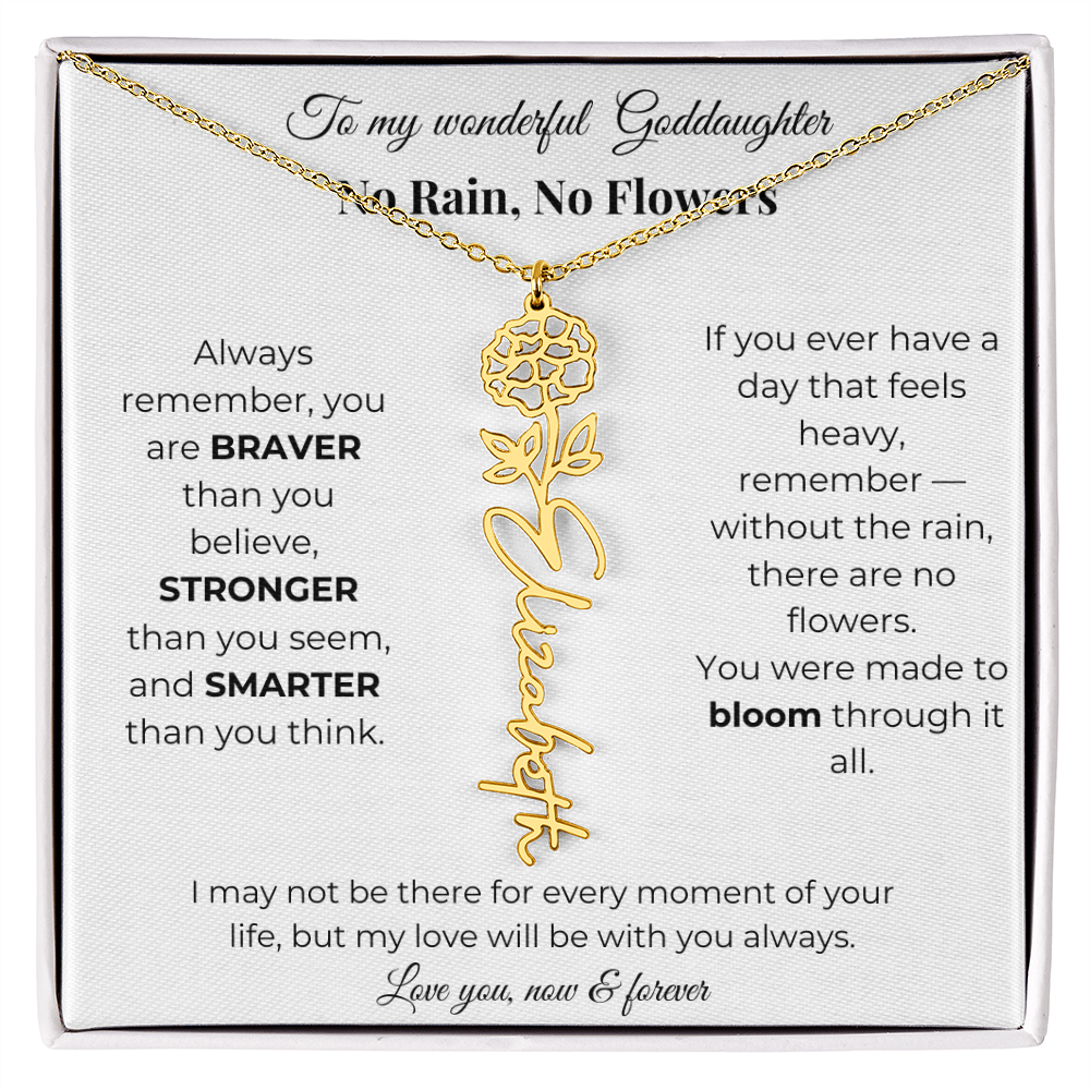 Birth Flower Necklace for Goddaughter with Message Card