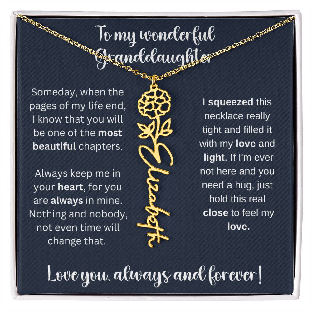 To My Wonderful Daughter Always Keep Me In Your Heart | Flower Name Necklace