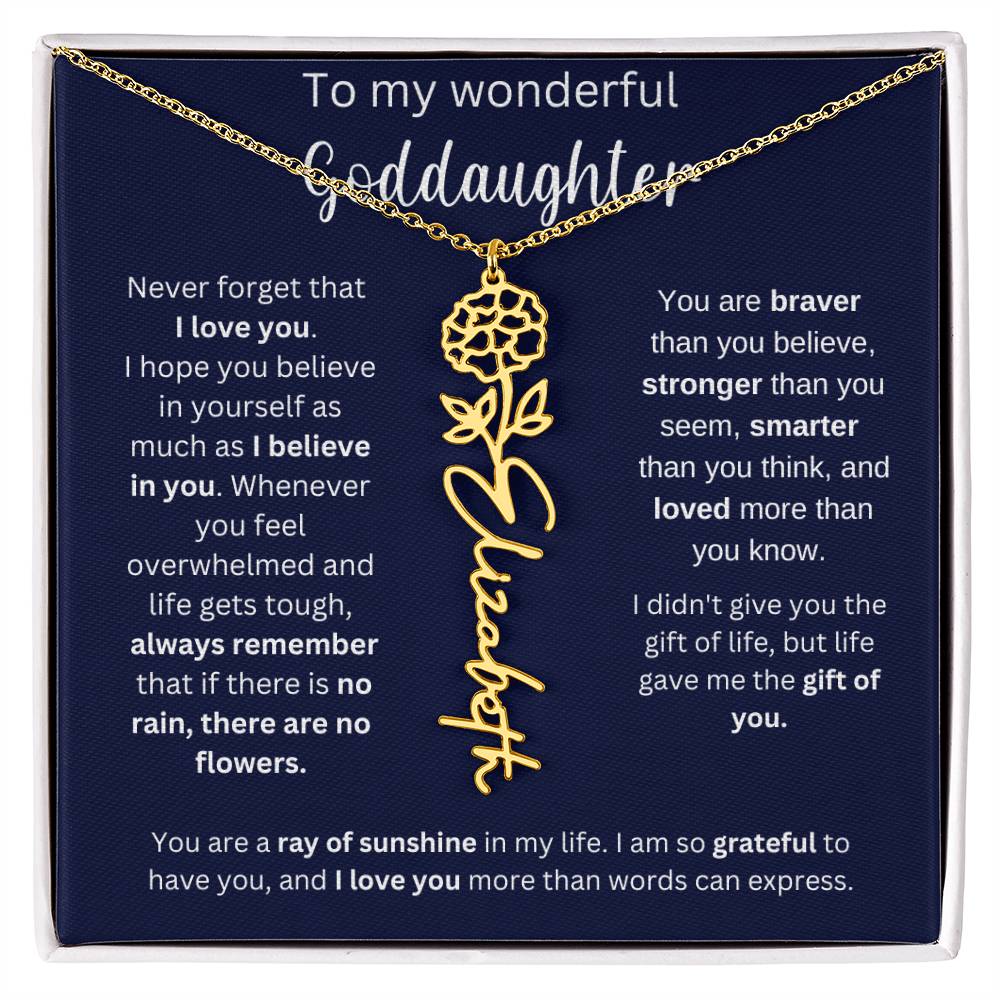 To My Wonderful Goddaughter | You Are Ray Of Sunshine | Flower Name Necklace