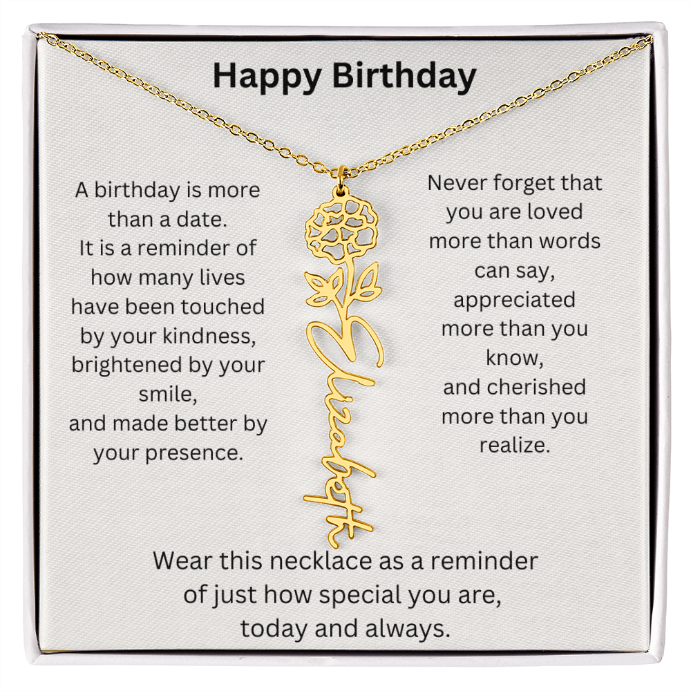 Meaningful Birthday Gift Birth Flower Name Necklace