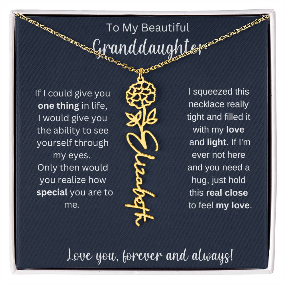 Granddaughter Birthday Present | Flower Name Necklace