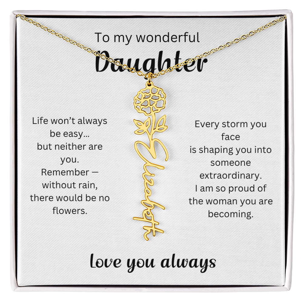 Emotional Gift for Daughter - Birth Flower Name Necklace 2