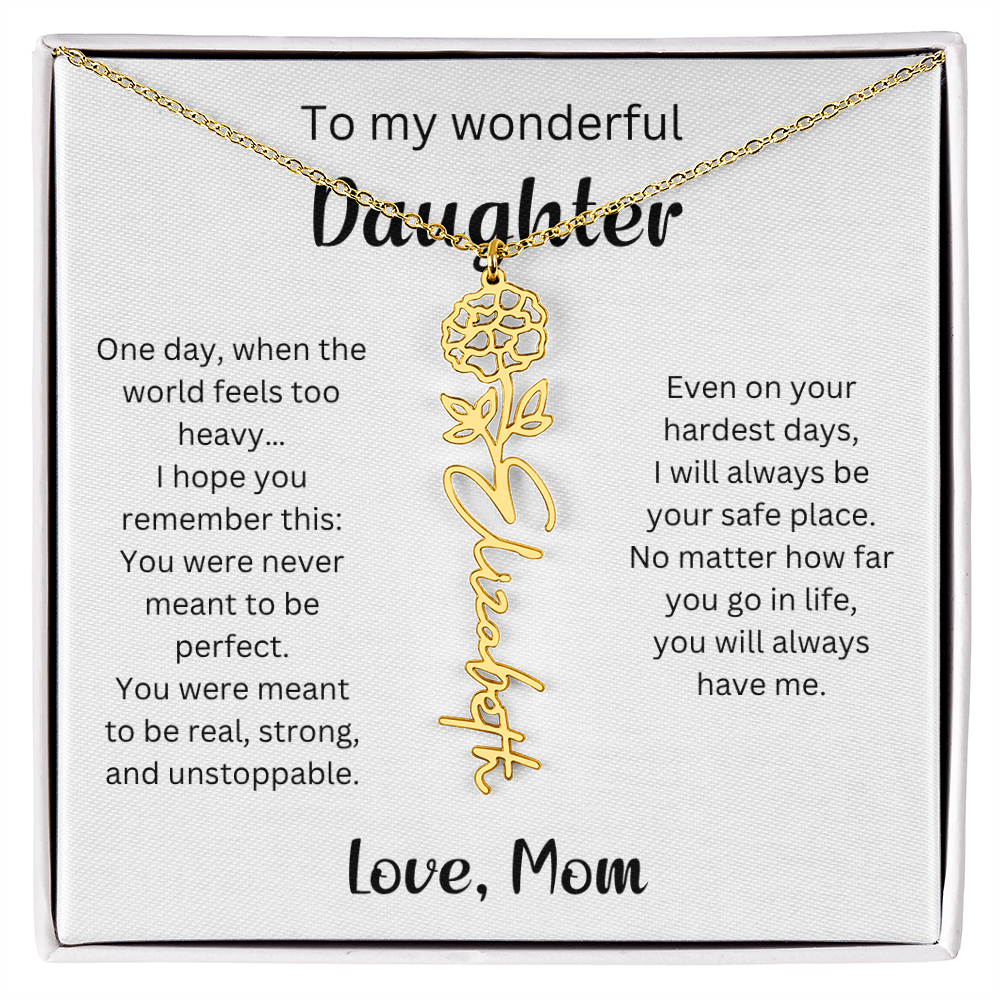 Emotional Gift for Daughter - Birth Flower Name Necklace
