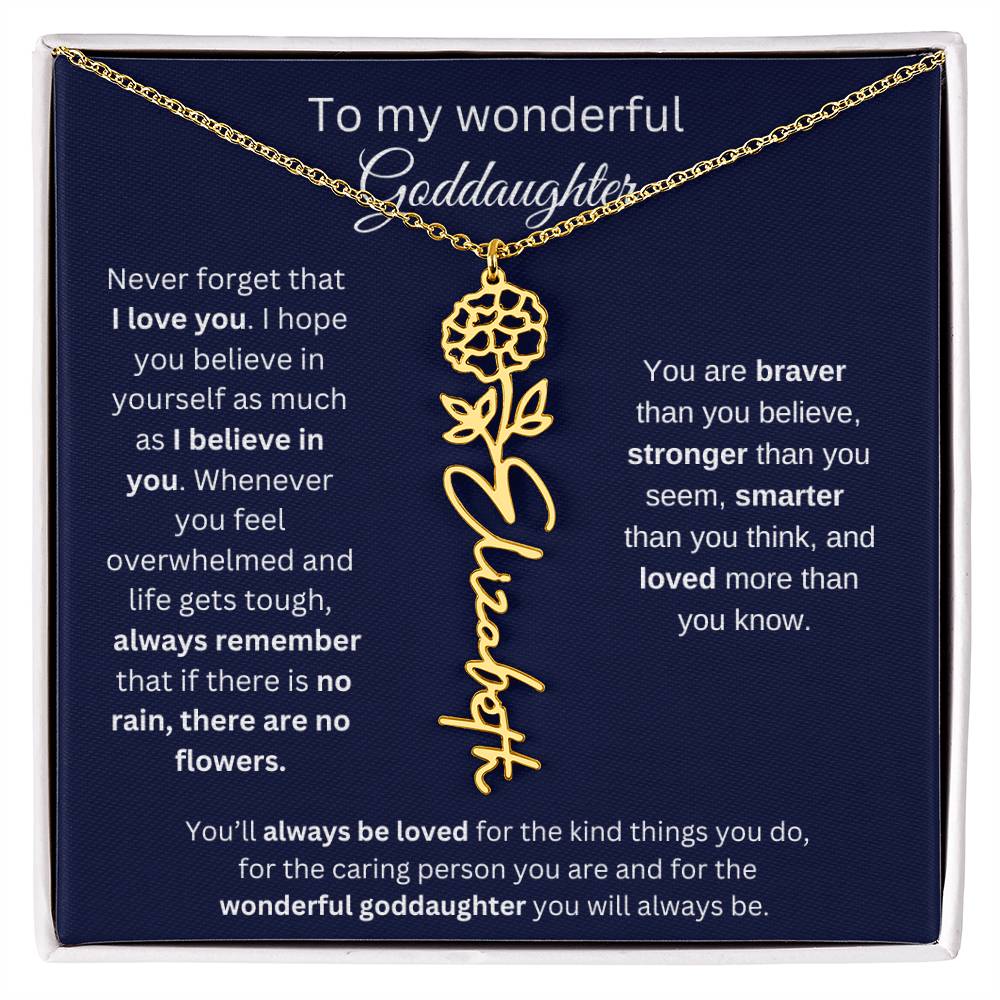 To My Wonderful Goddaughter - I Love You - Flower Name Necklace